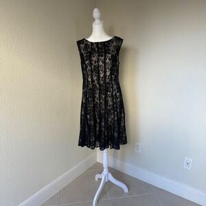 Level‎ Eight Plus Knee Length Dress Size 14W Black Lace 90s Grunge Romantic Goth